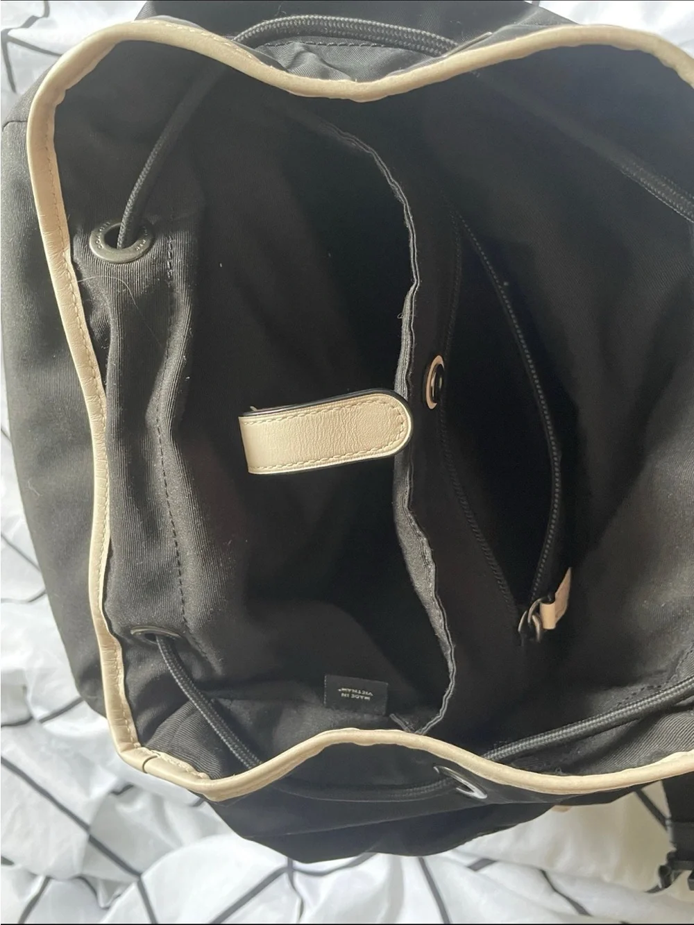 Coach Two-Tone Cream and Black Perforated Leather Backpack